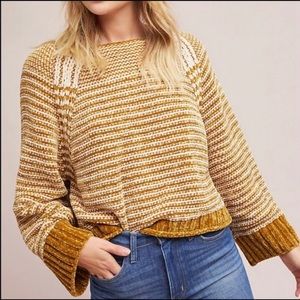 Anthropologie Moth Chenille Striped Sweater